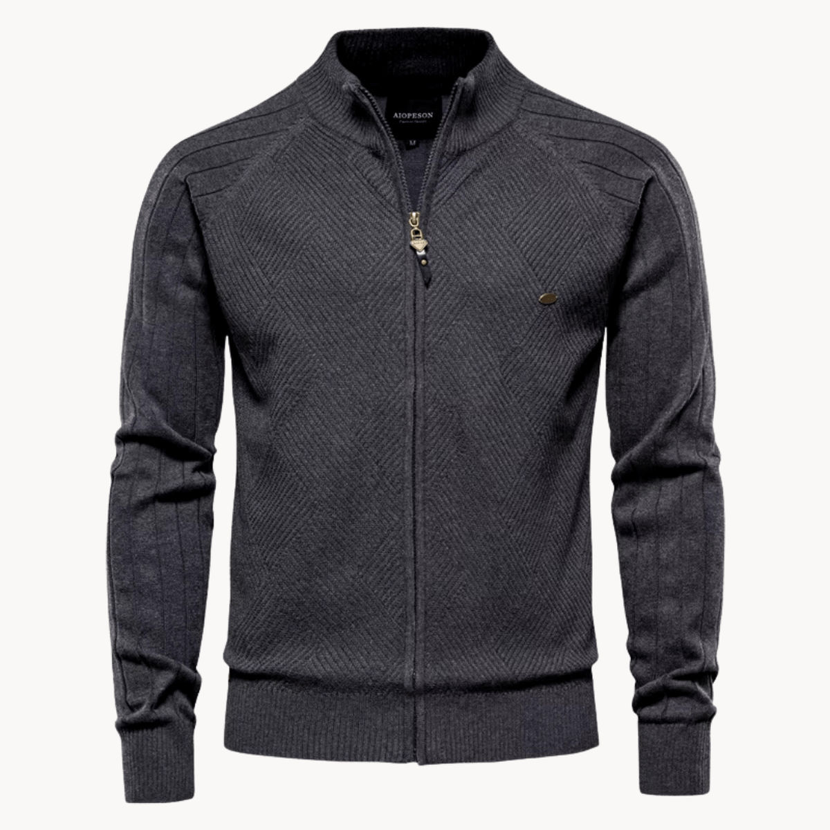 Slim Fit Visgraat Wolmix Zip Jacket