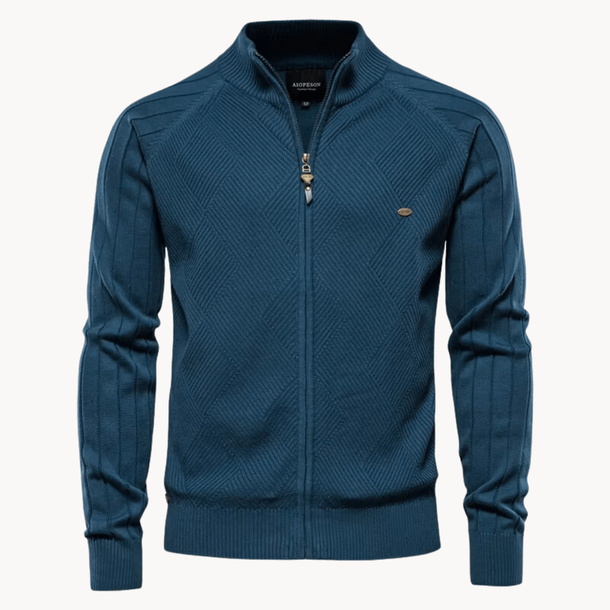 Slim Fit Visgraat Wolmix Zip Jacket