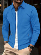 Slim Fit Wafelbrei Jas met Reverskraag