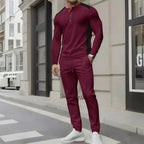 Slim Fit Wafelstructuur Casual Twee-Delige Sport Outfit
