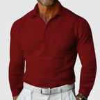 Slim Fit Waffle Knit Polo Shirt Voor Heren