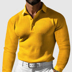 Slim Fit Waffle Knit Polo Shirt Voor Heren