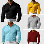 Slim Fit Waffle Knit Polo Shirt Voor Heren