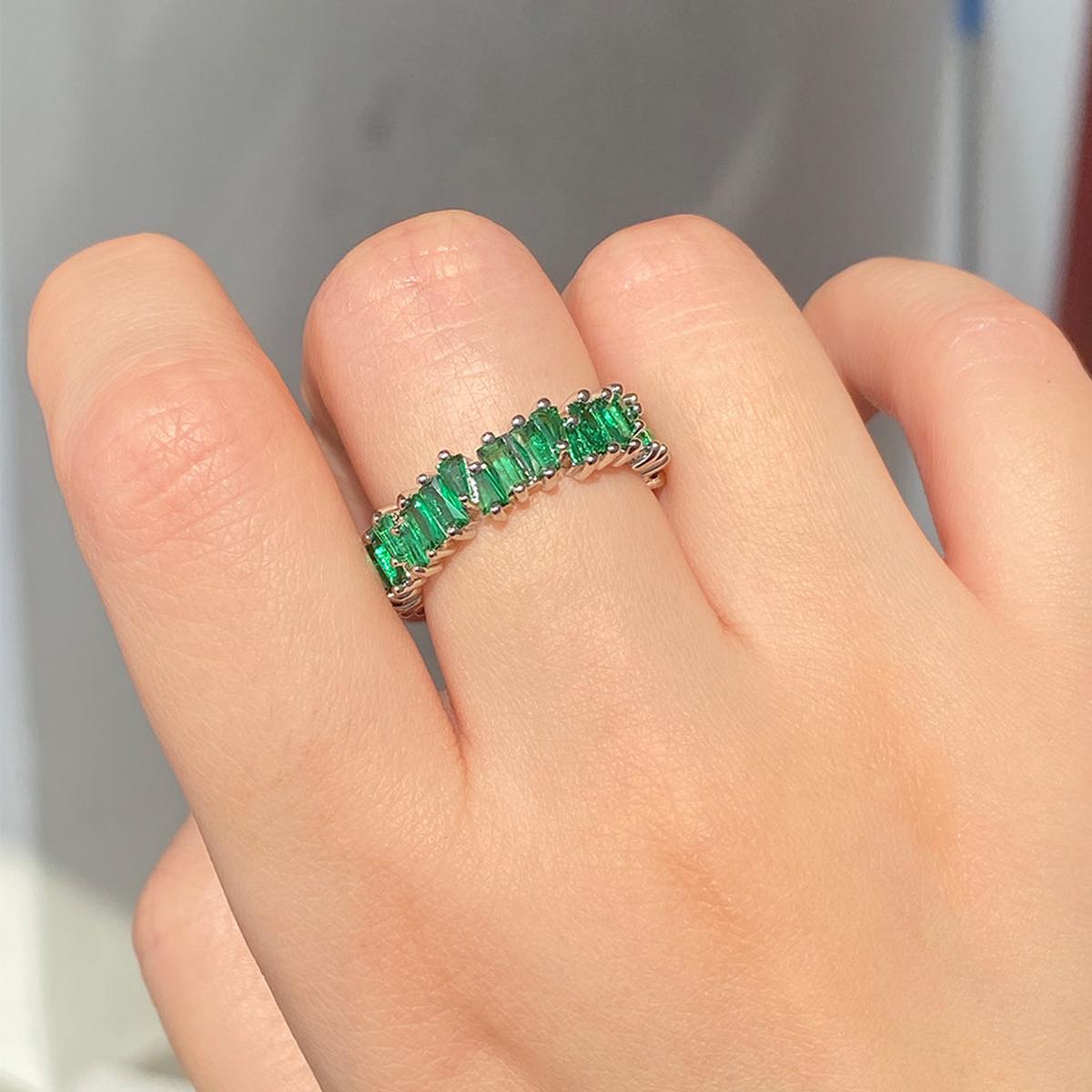 Sprankelende baguette-kristalring