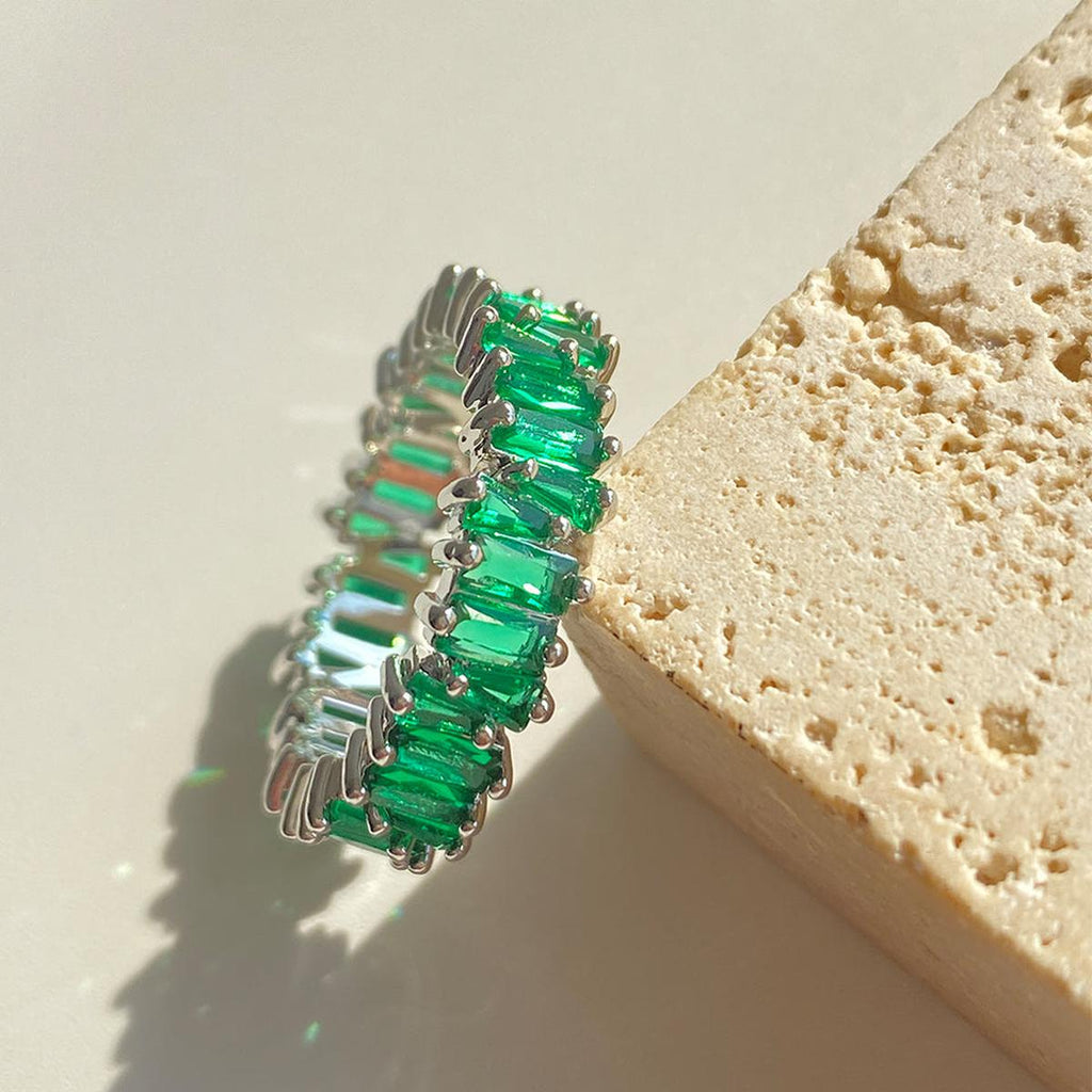 Sprankelende baguette-kristalring