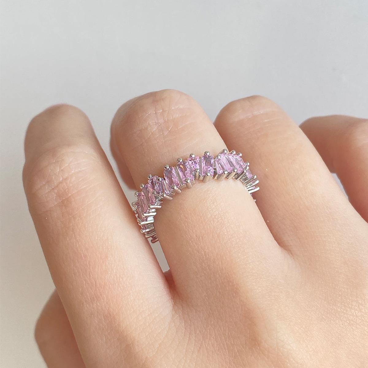 Sprankelende baguette-kristalring