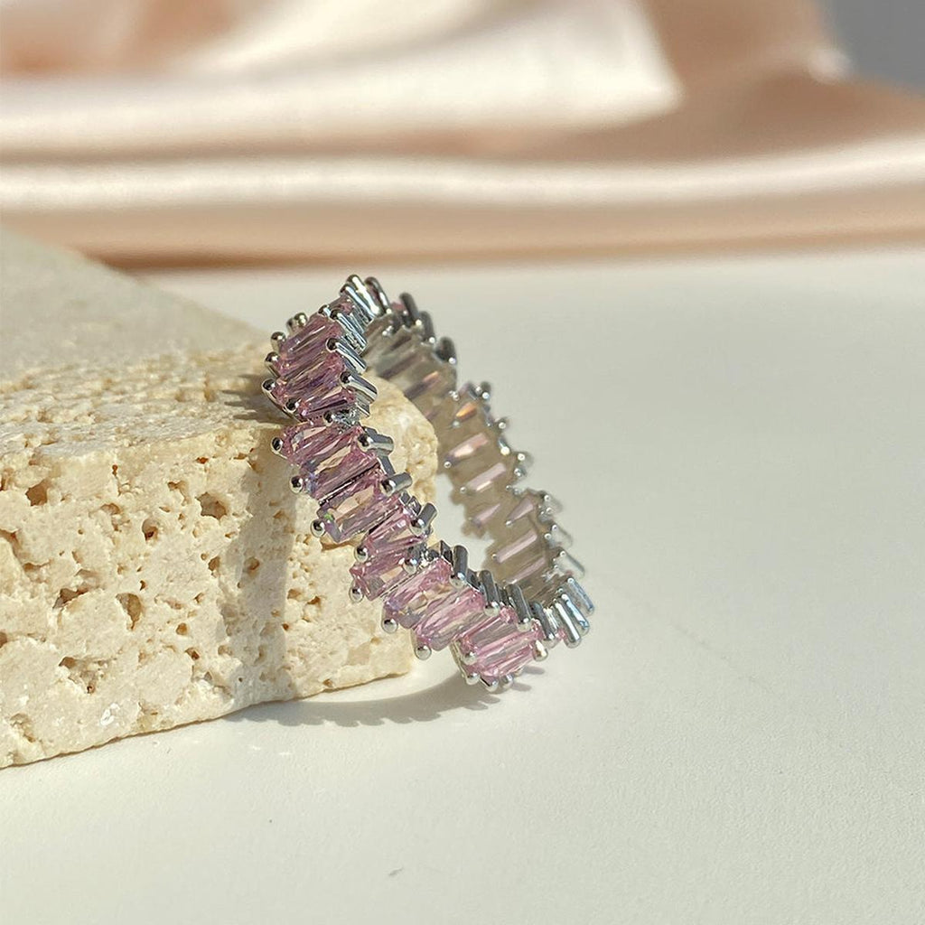 Sprankelende baguette-kristalring