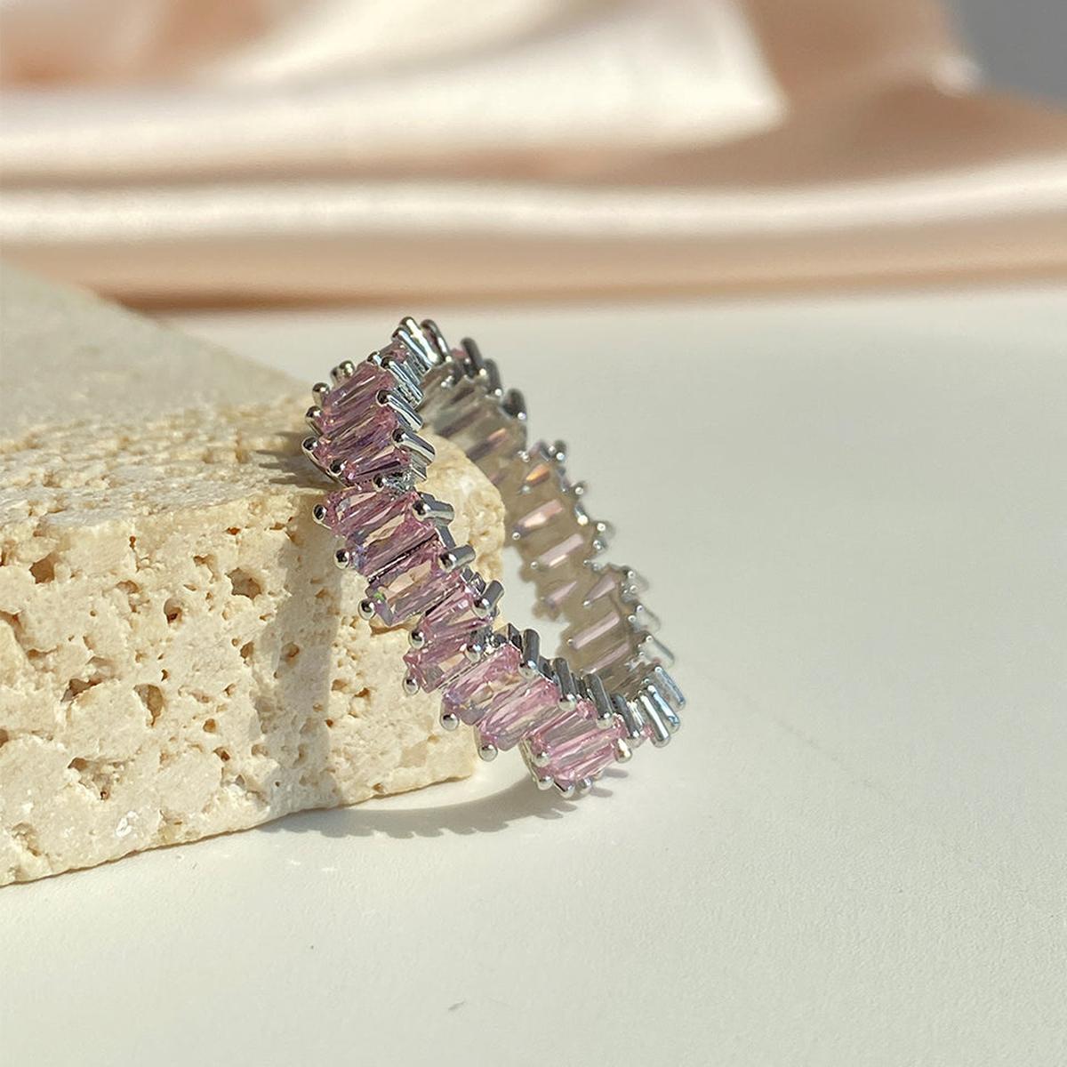 Sprankelende baguette-kristalring