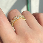 Sprankelende baguette-kristalring
