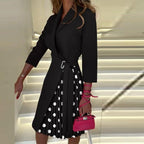 Stijlvolle Dames Blazer Midi Jurk Met Verstelbare Riem