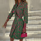 Stijlvolle Dames Blazer Midi Jurk Met Verstelbare Riem