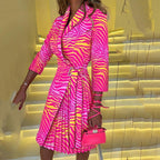 Stijlvolle Dames Blazer Midi Jurk Met Verstelbare Riem