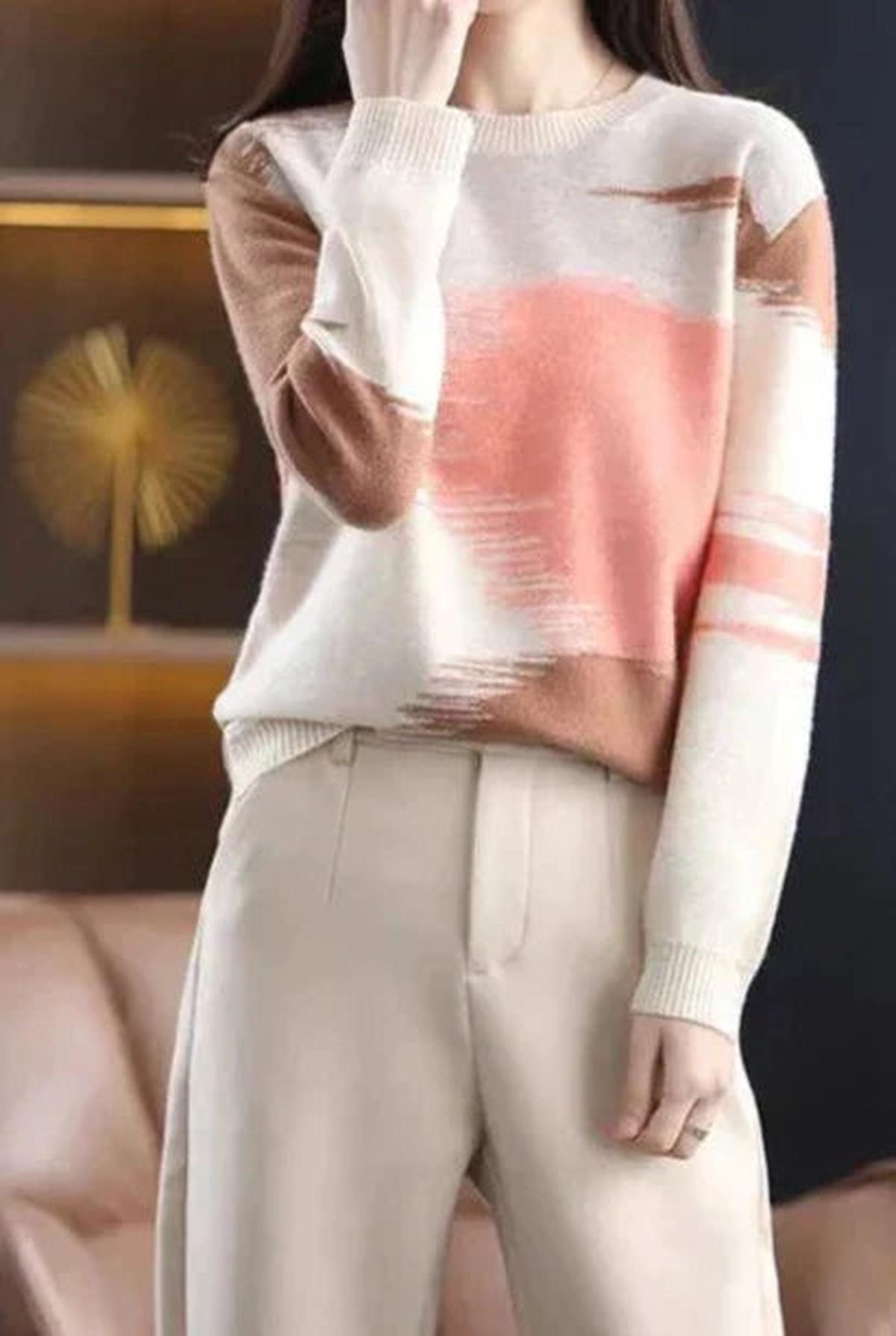 Stijlvolle Dames Pullover Met Herfst Gradient Ontwerp