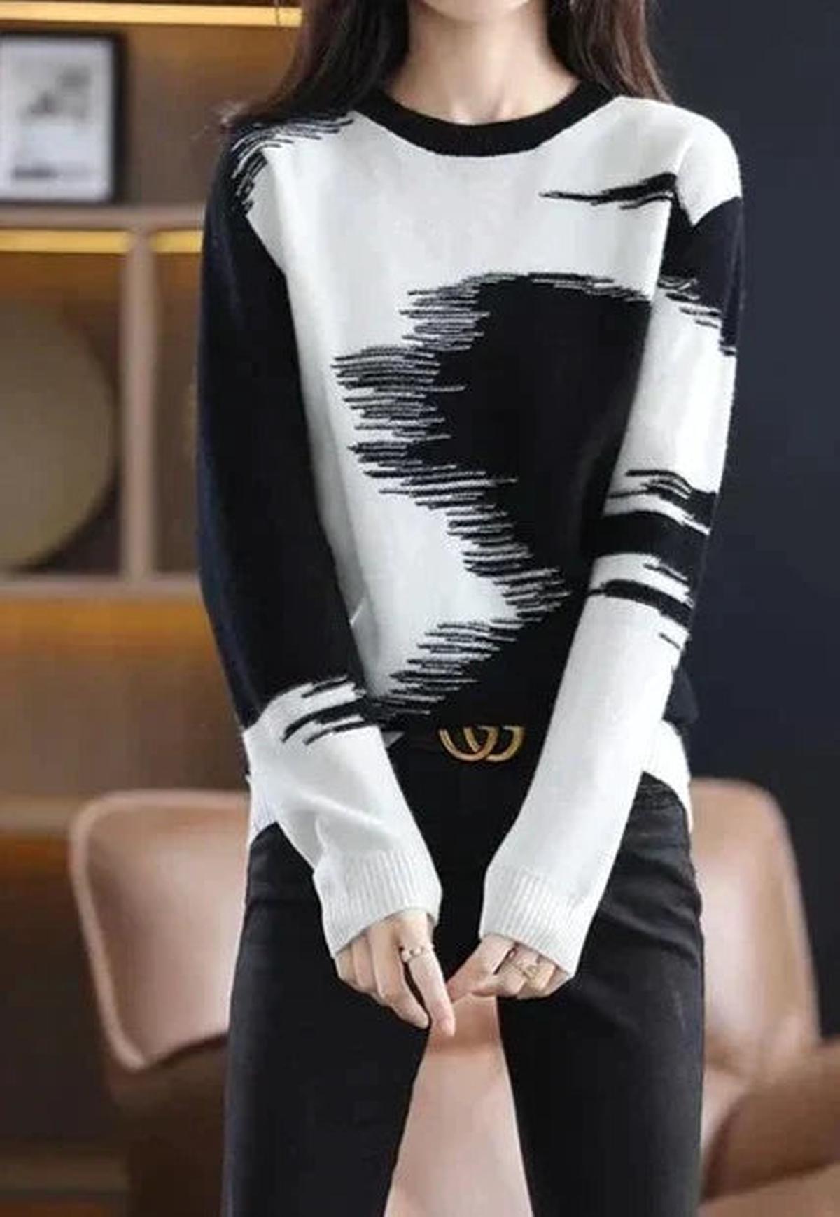 Stijlvolle Dames Pullover Met Herfst Gradient Ontwerp
