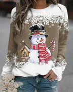 Stijlvolle Dames Pullover Met Sneeuwman Ontwerp