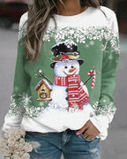 Stijlvolle Dames Pullover Met Sneeuwman Ontwerp
