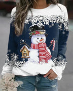 Stijlvolle Dames Pullover Met Sneeuwman Ontwerp
