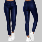 Strakke PU Leren Broek Hoog in de Taille Unisex