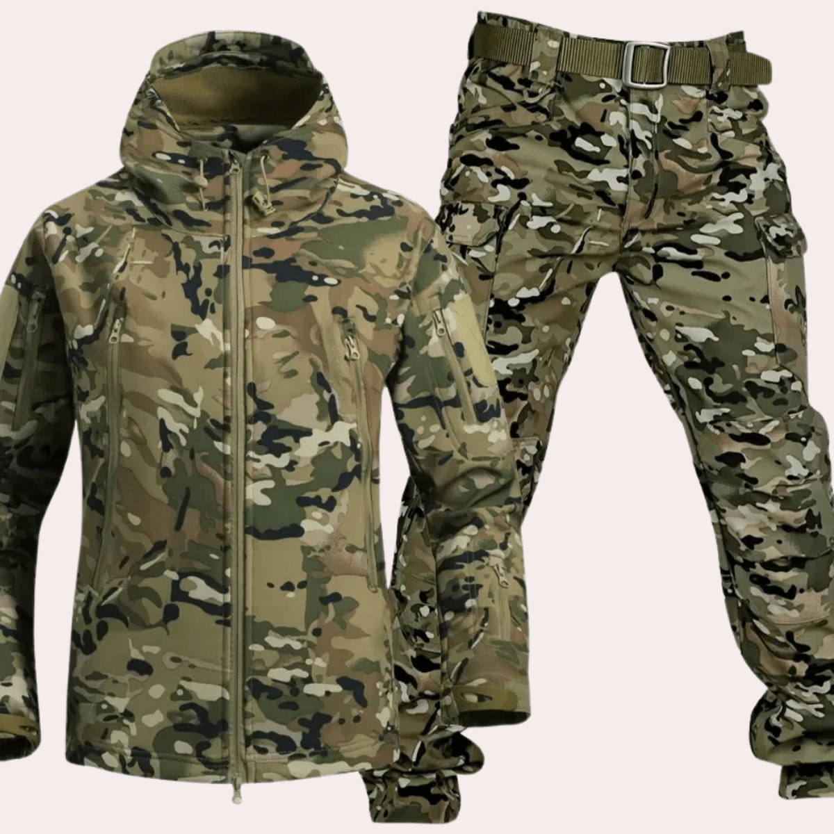 Tactische Outdoor Set voor Mannen met Verstelbare Capuchon en Meerdere Zakken