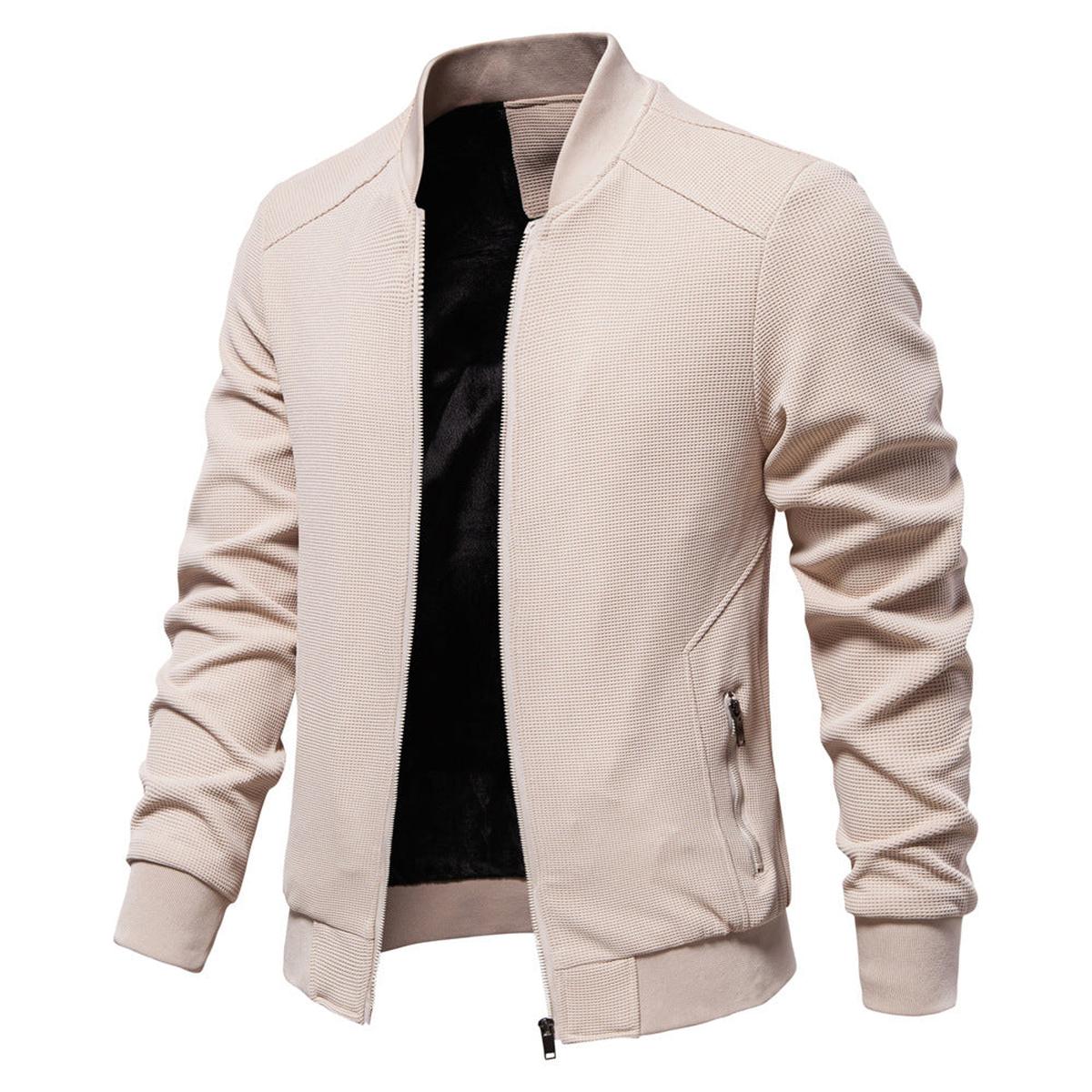 Textured Knit Slim Fit Bomberjack voor Heren