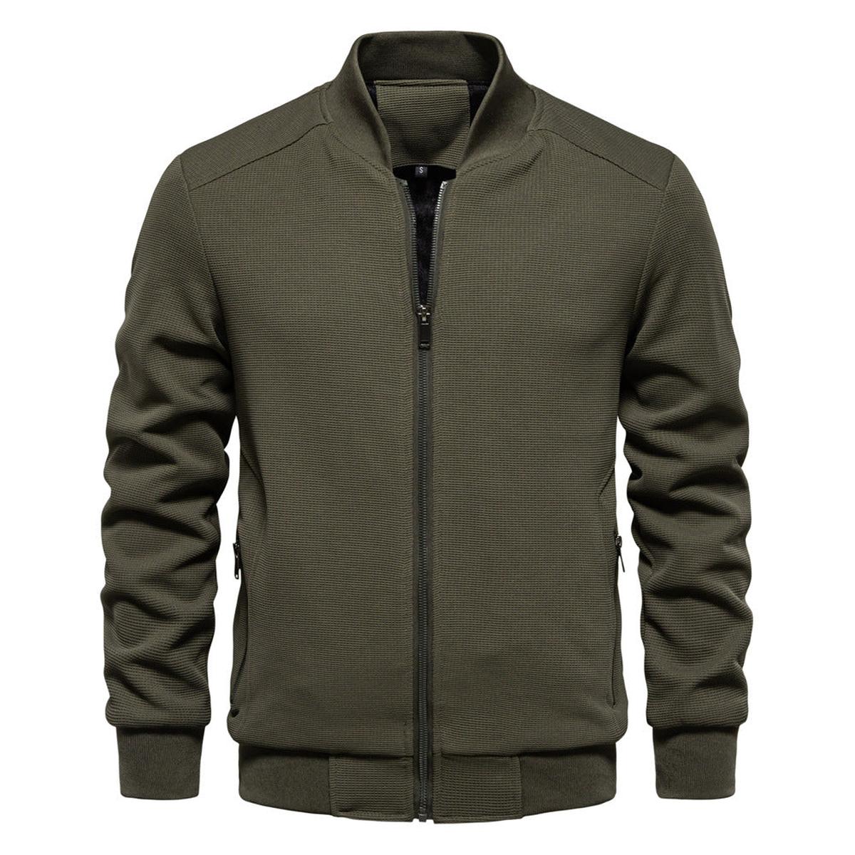 Textured Knit Slim Fit Bomberjack voor Heren