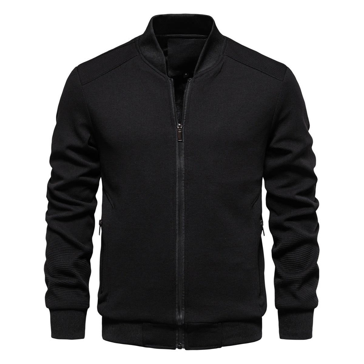 Textured Knit Slim Fit Bomberjack voor Heren