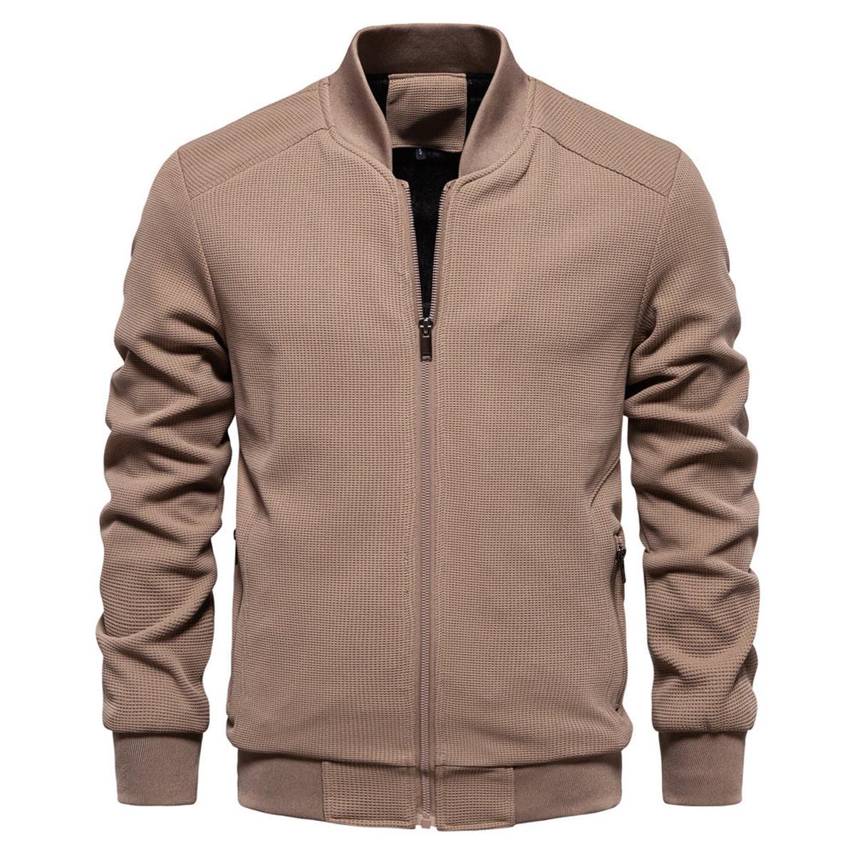 Textured Knit Slim Fit Bomberjack voor Heren