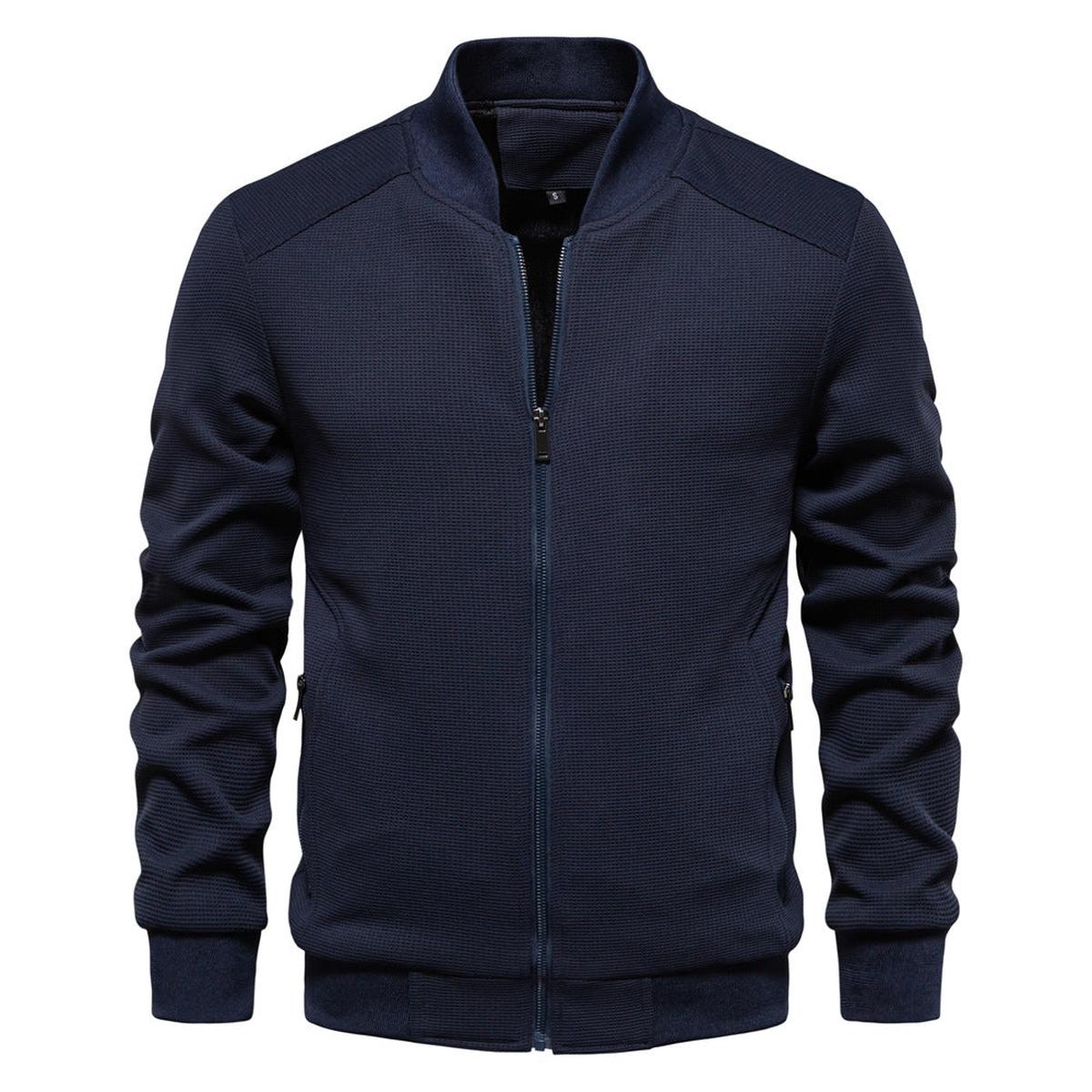 Textured Knit Slim Fit Bomberjack voor Heren