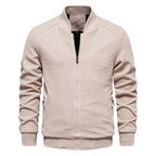 Textured Knit Slim Fit Bomberjack voor Heren