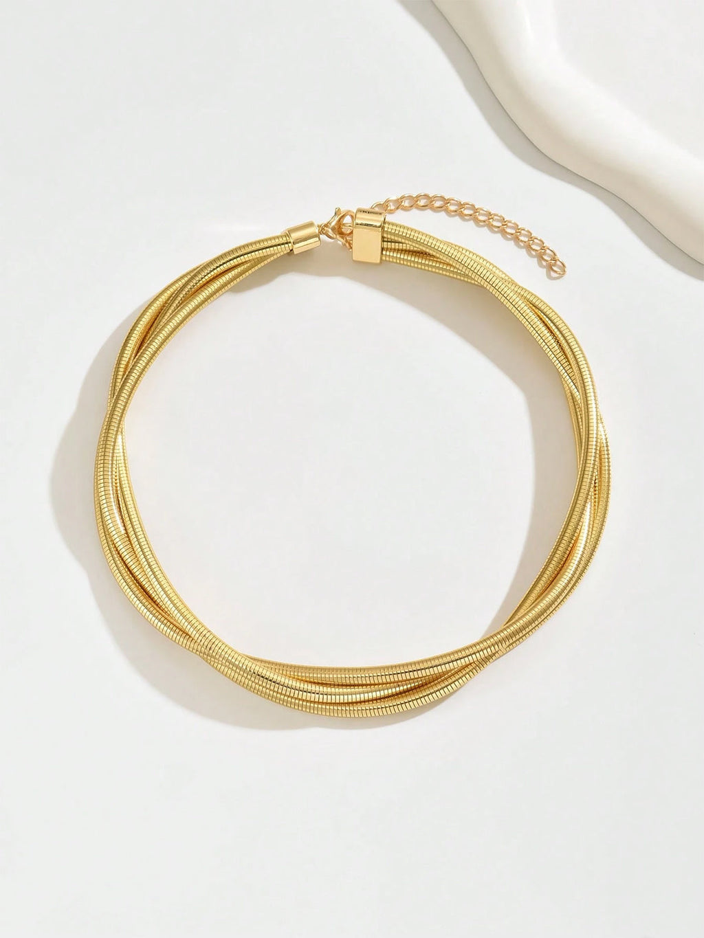 Triple-Layered Gold Plated Choker Necklace