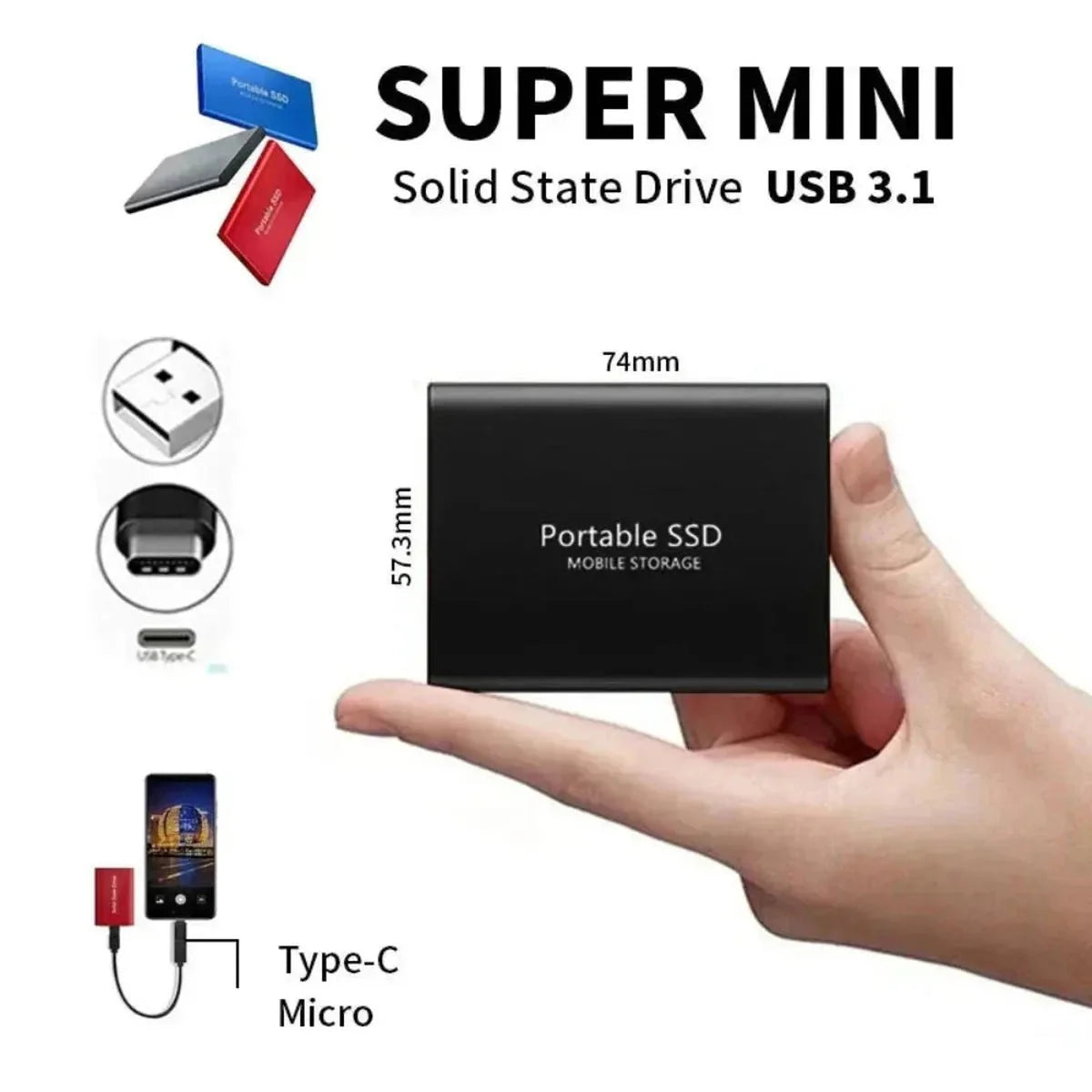 Ultrasnelle Mobiele Opslag 128GB Draagbare SSD