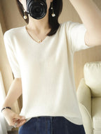 V-Hals Trui Voor Dames Van Zacht, Ademend Materiaal