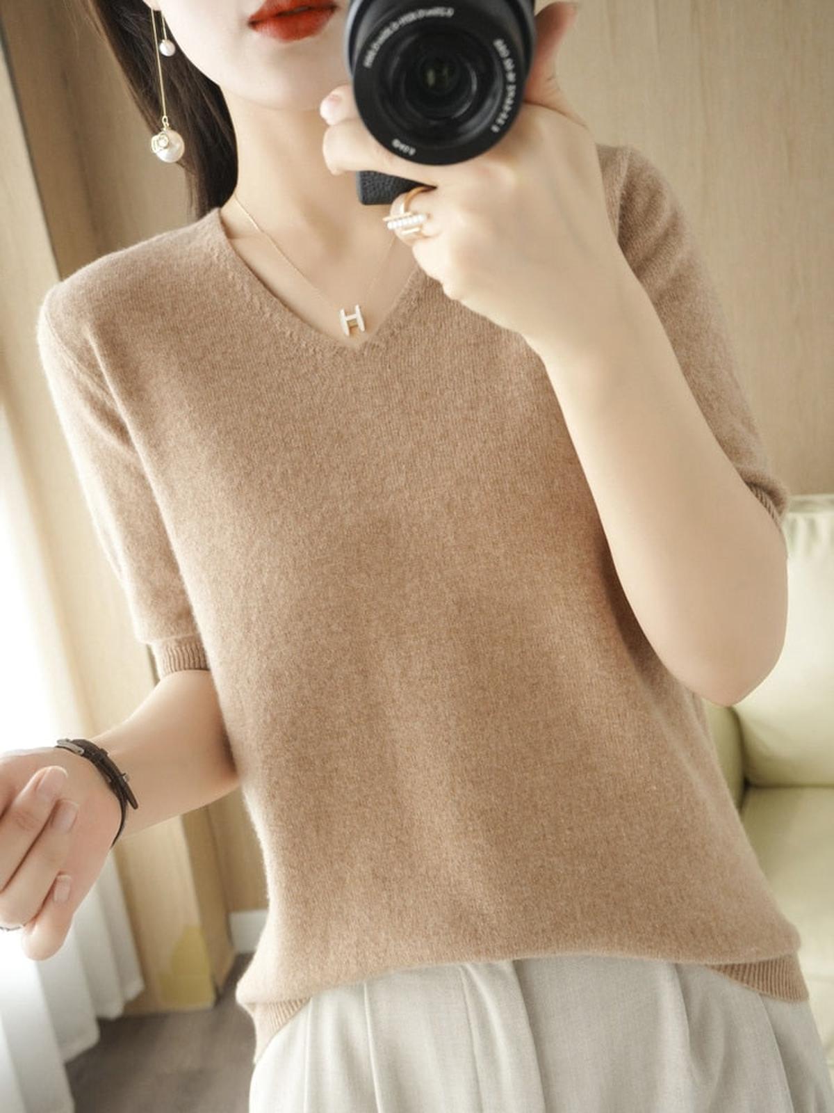 V-Hals Trui Voor Dames Van Zacht, Ademend Materiaal