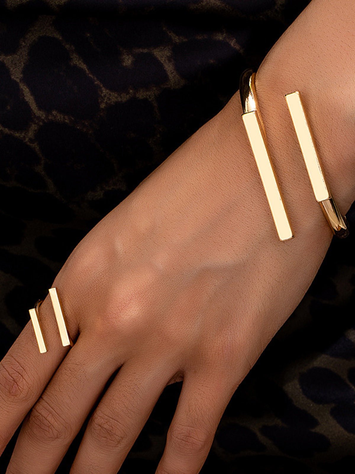 Verstelbare Goud Vergulde Ring en Armband Set