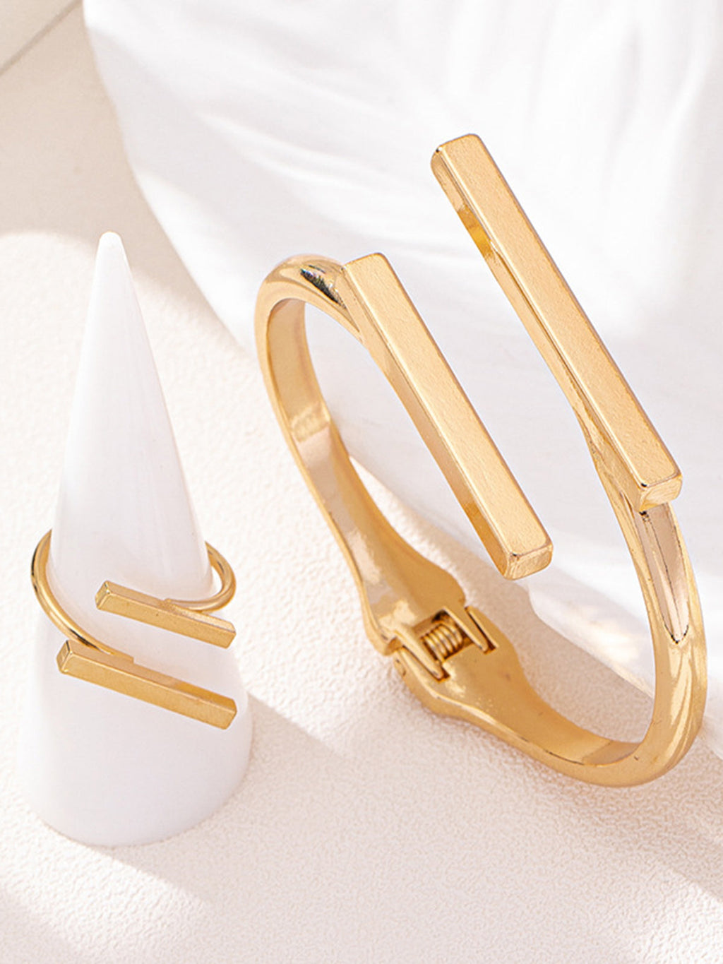 Verstelbare Goud Vergulde Ring en Armband Set