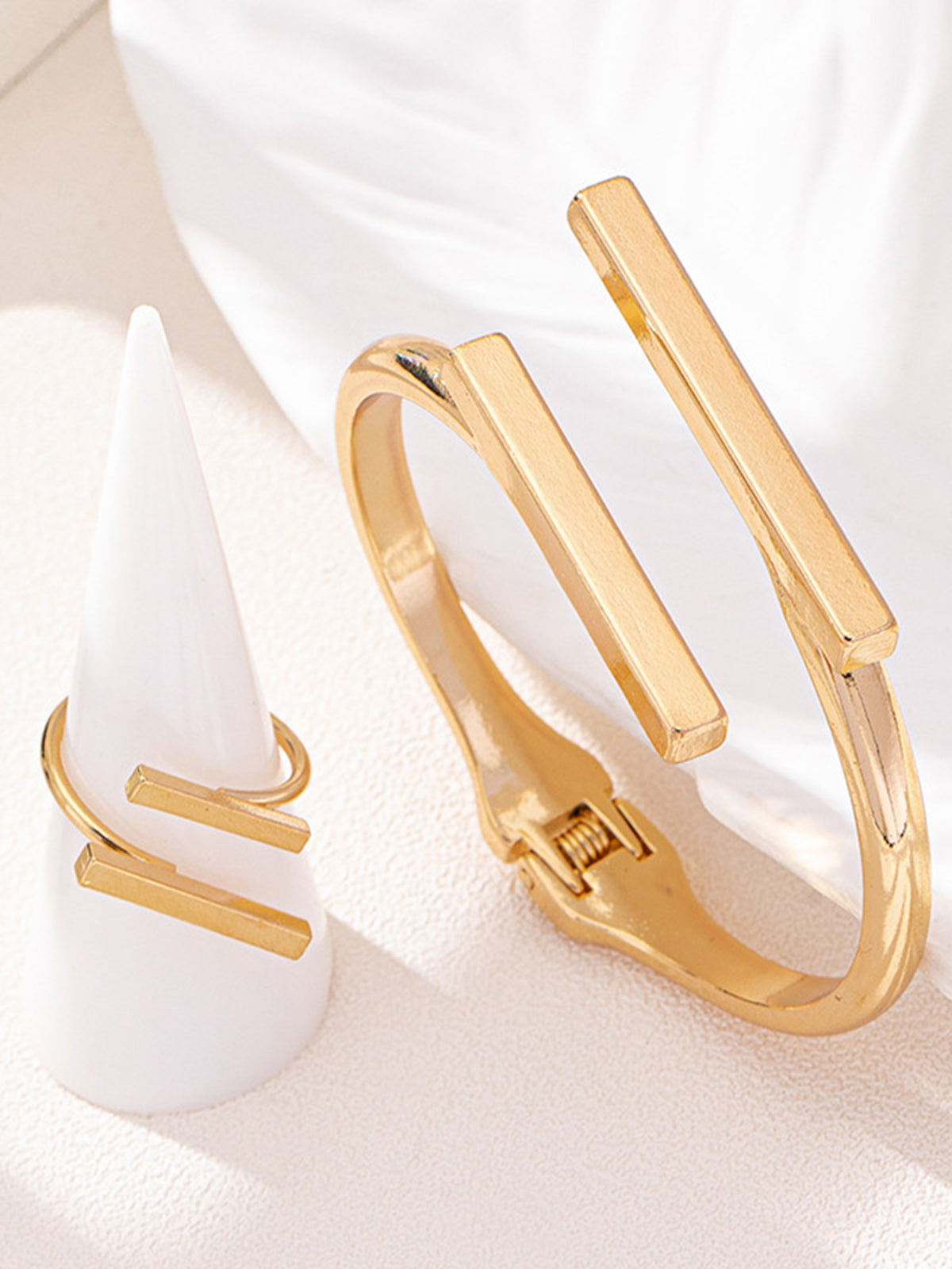 Verstelbare Goud Vergulde Ring en Armband Set