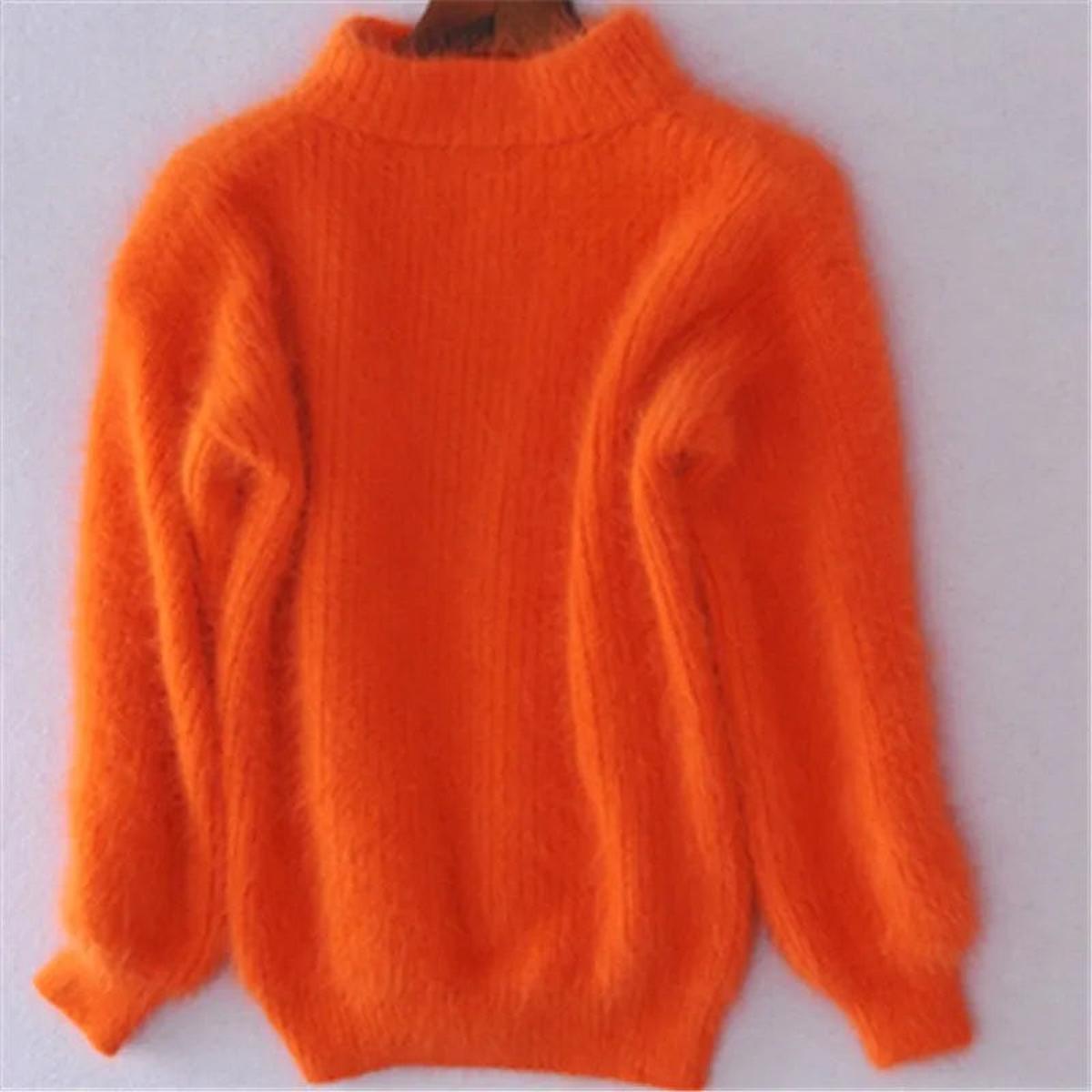 Vintage Angora Pullover Los Gebreid Effen Kleur Trui
