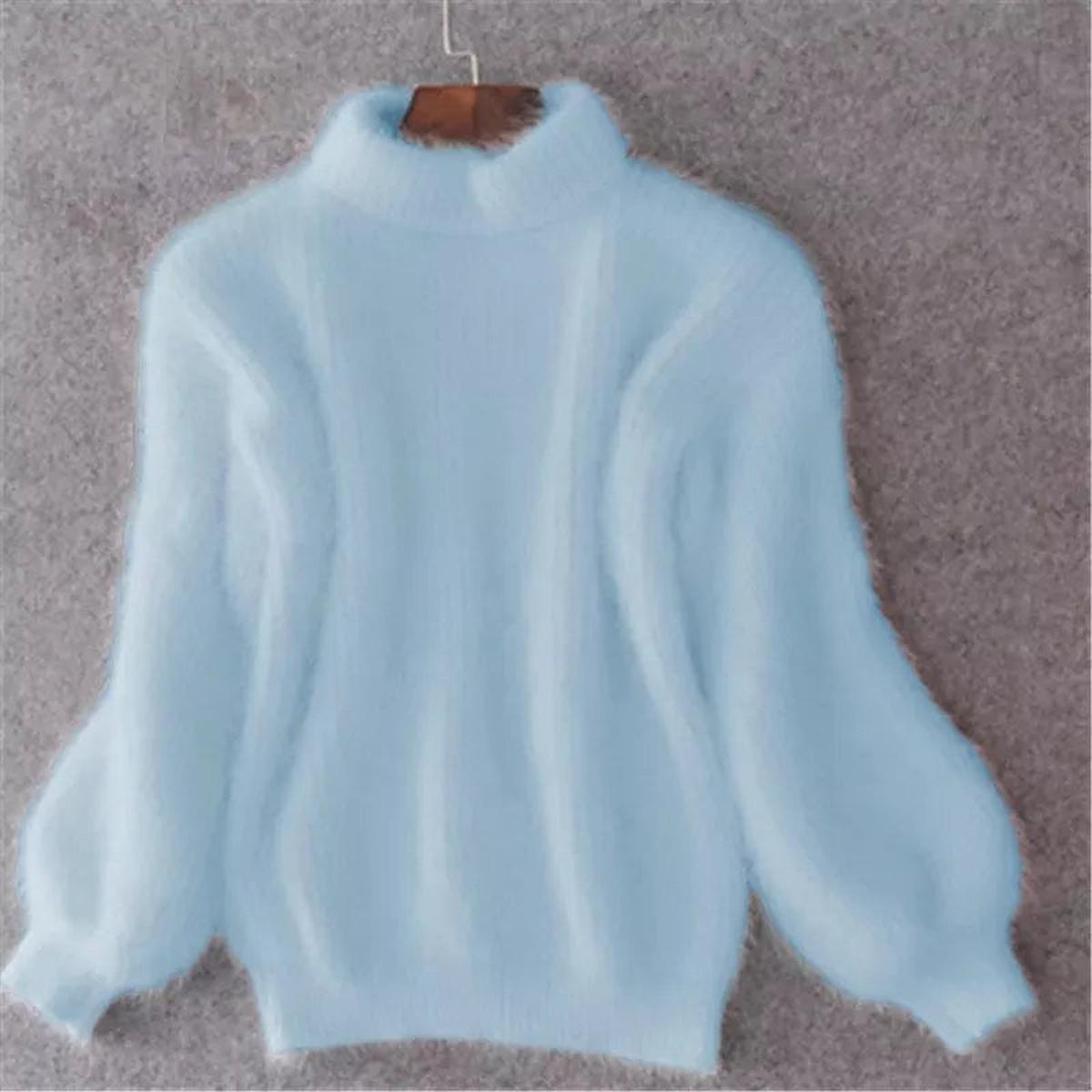 Vintage Angora Pullover Los Gebreid Effen Kleur Trui