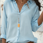 Vloeiende Blouse Met Knoopsluiting En Klassieke Kraag