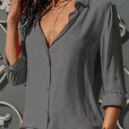 Vloeiende Blouse Met Knoopsluiting En Klassieke Kraag