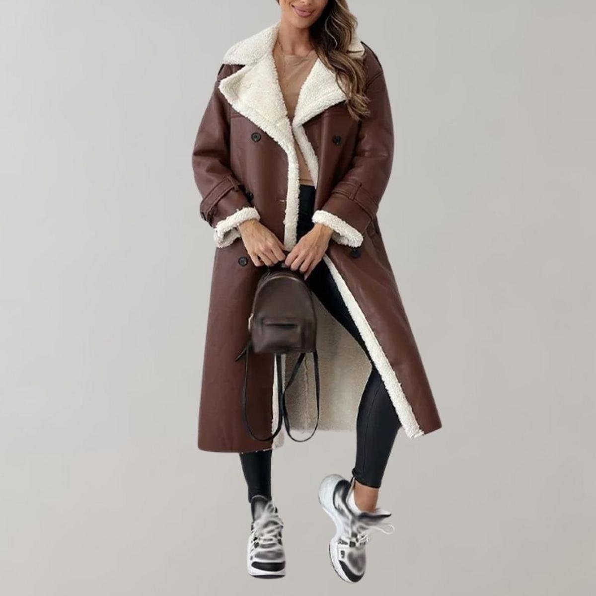 Vrouwen Elegante Winterjas Van Zachte Polyester Met Flatterende Pasvorm
