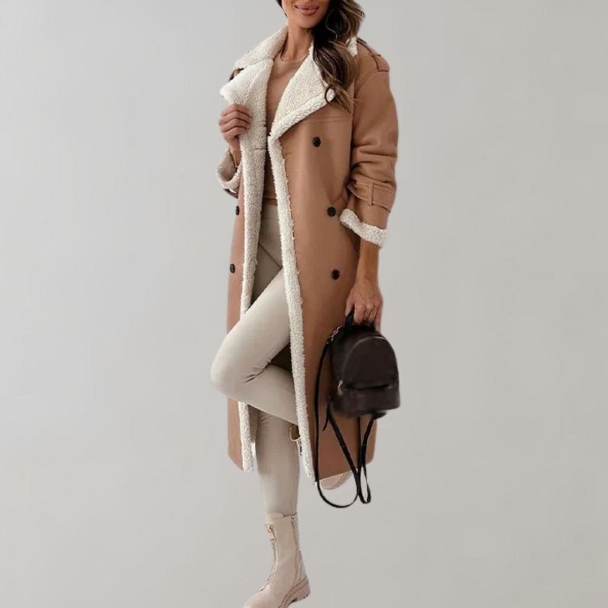 Vrouwen Elegante Winterjas Van Zachte Polyester Met Flatterende Pasvorm