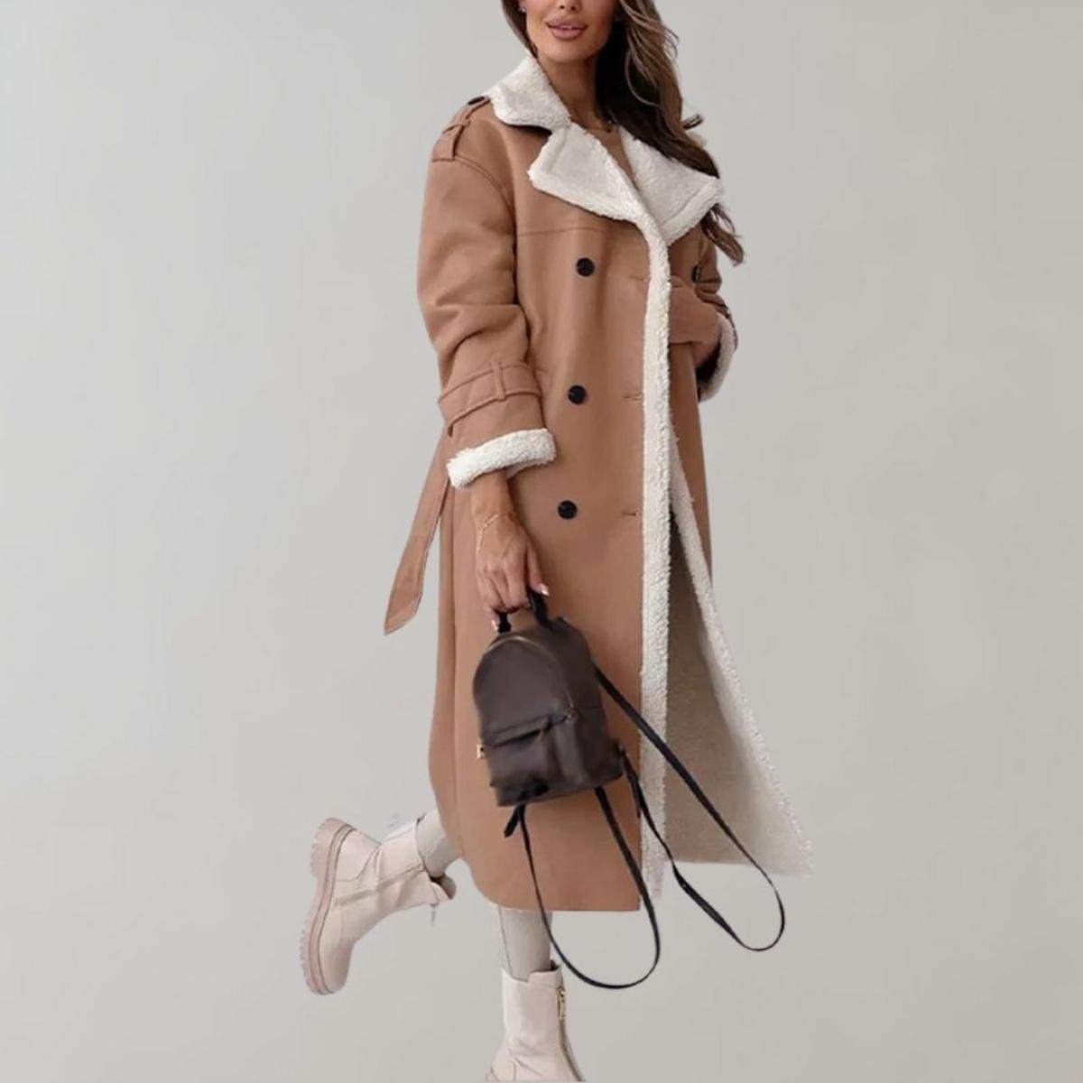Vrouwen Elegante Winterjas Van Zachte Polyester Met Flatterende Pasvorm