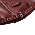 Vrouwen Geïsoleerde PU Leren Jas met Taille en Riem