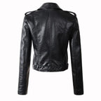 Vrouwen Geïsoleerde PU Leren Jas met Taille en Riem