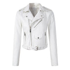 Vrouwen Geïsoleerde PU Leren Jas met Taille en Riem