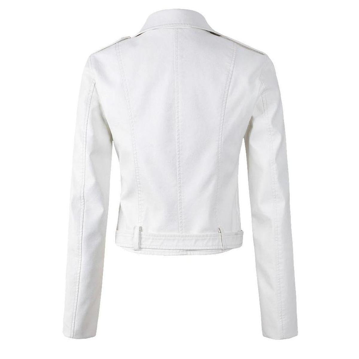 Vrouwen Geïsoleerde PU Leren Jas met Taille en Riem