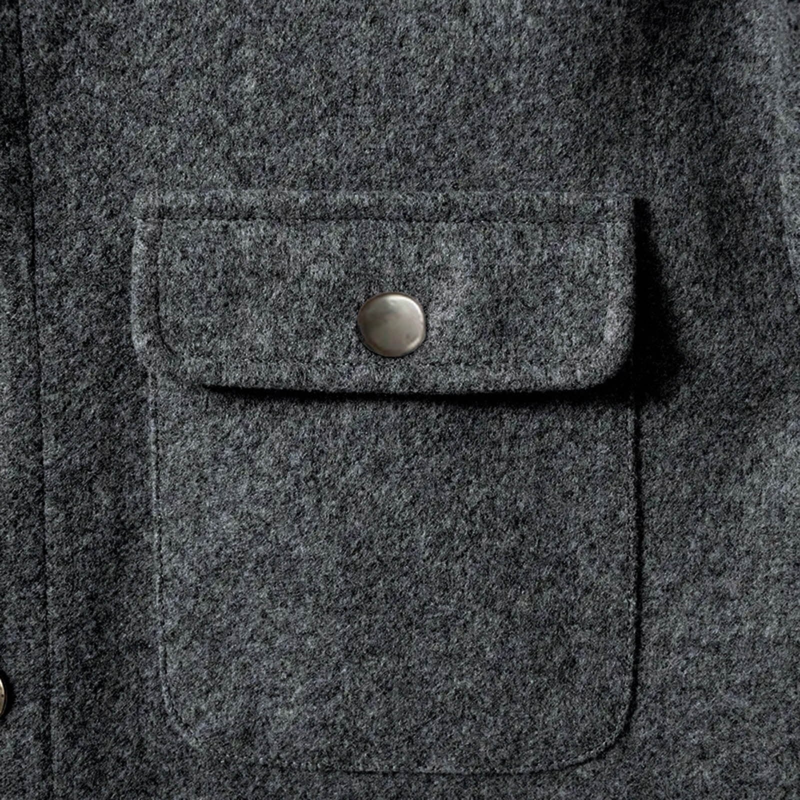 Warm Heren Shacket / Overhemdjas met Borstzakken