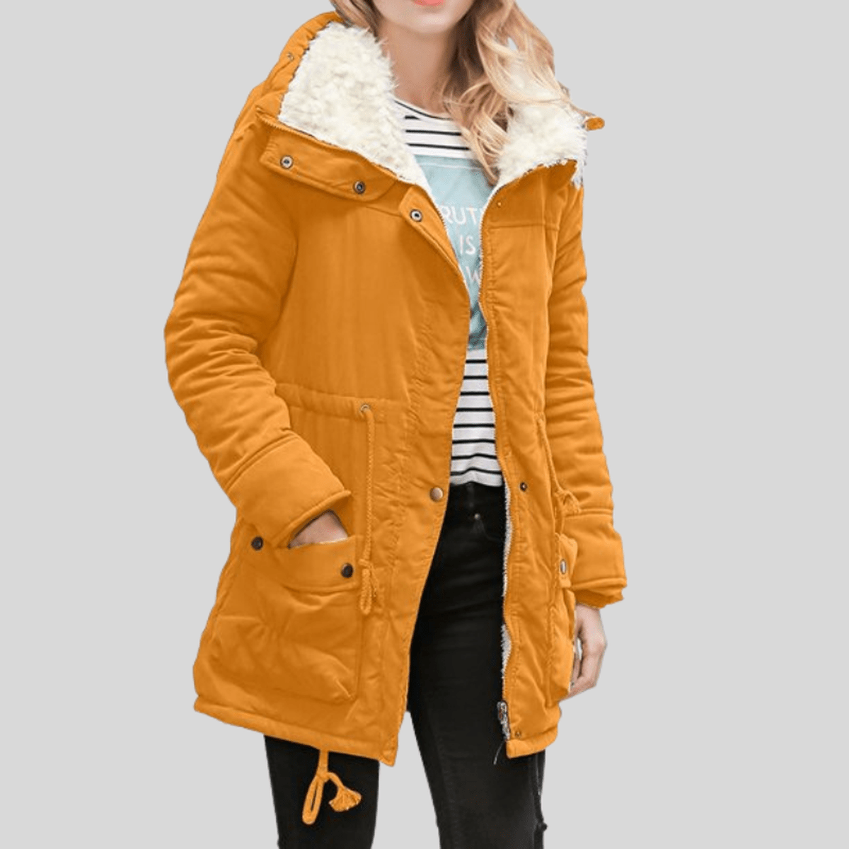 Waterafstotende Dames Parka Met Pluche Voering En Verstelbare Taille