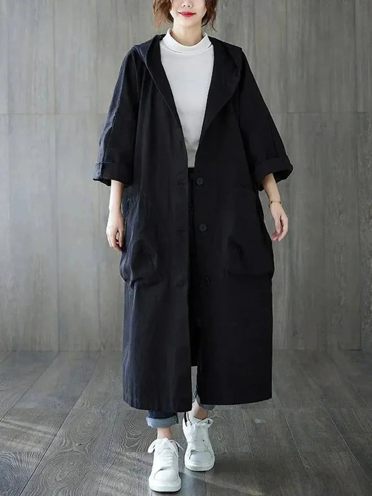 Waterafstotende Oversized Trenchcoat Met Capuchon Voor Dames